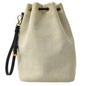 Prada bag bucket natural black drawstring canvas